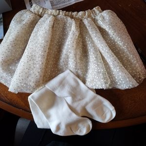 Size 2T Two piece Cream-Colored Tulle Tutu with Tights NWTs